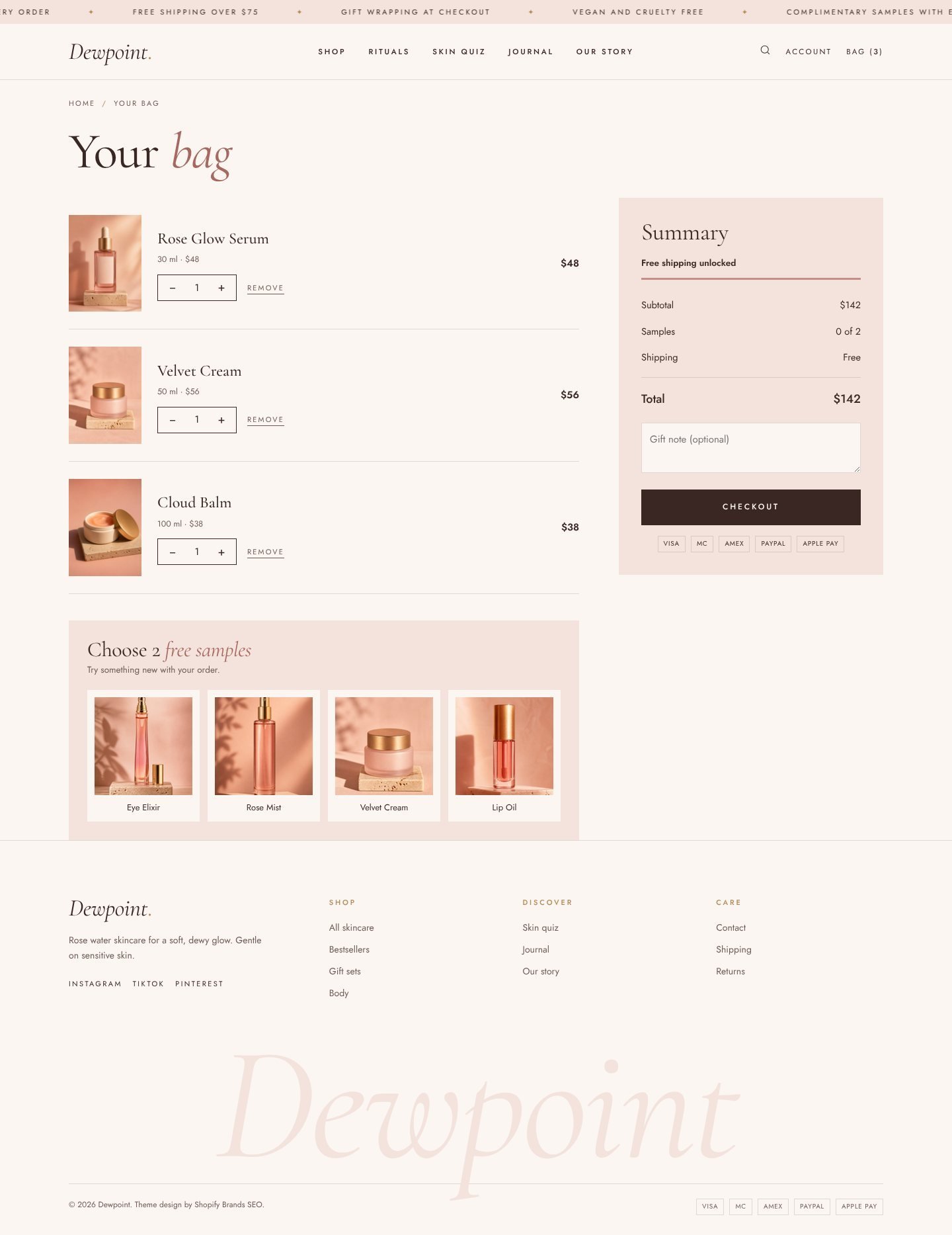 Dewpoint cart page