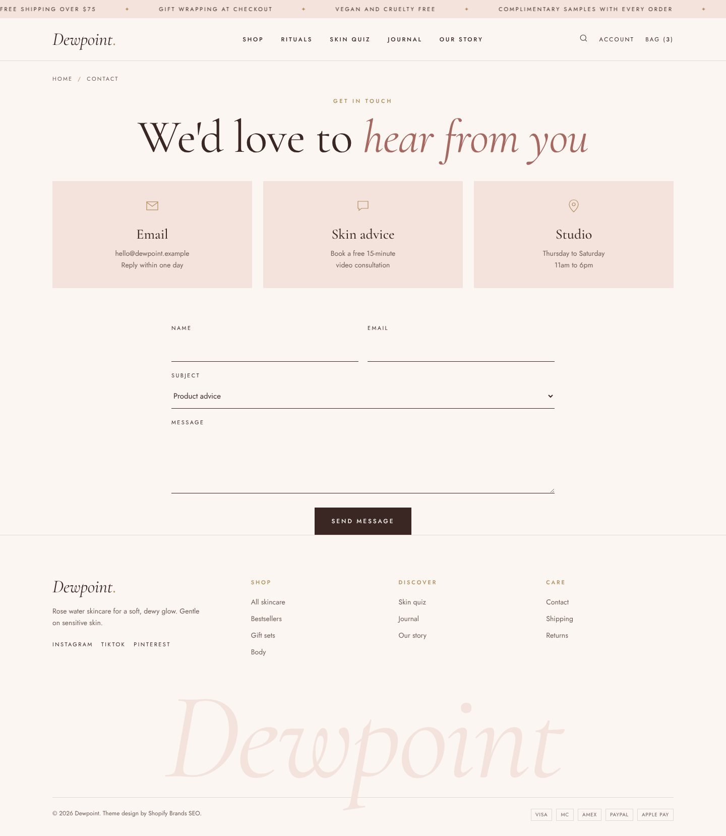 Dewpoint contact page