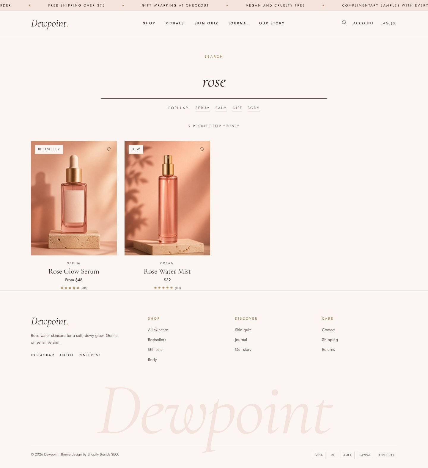 Dewpoint search page