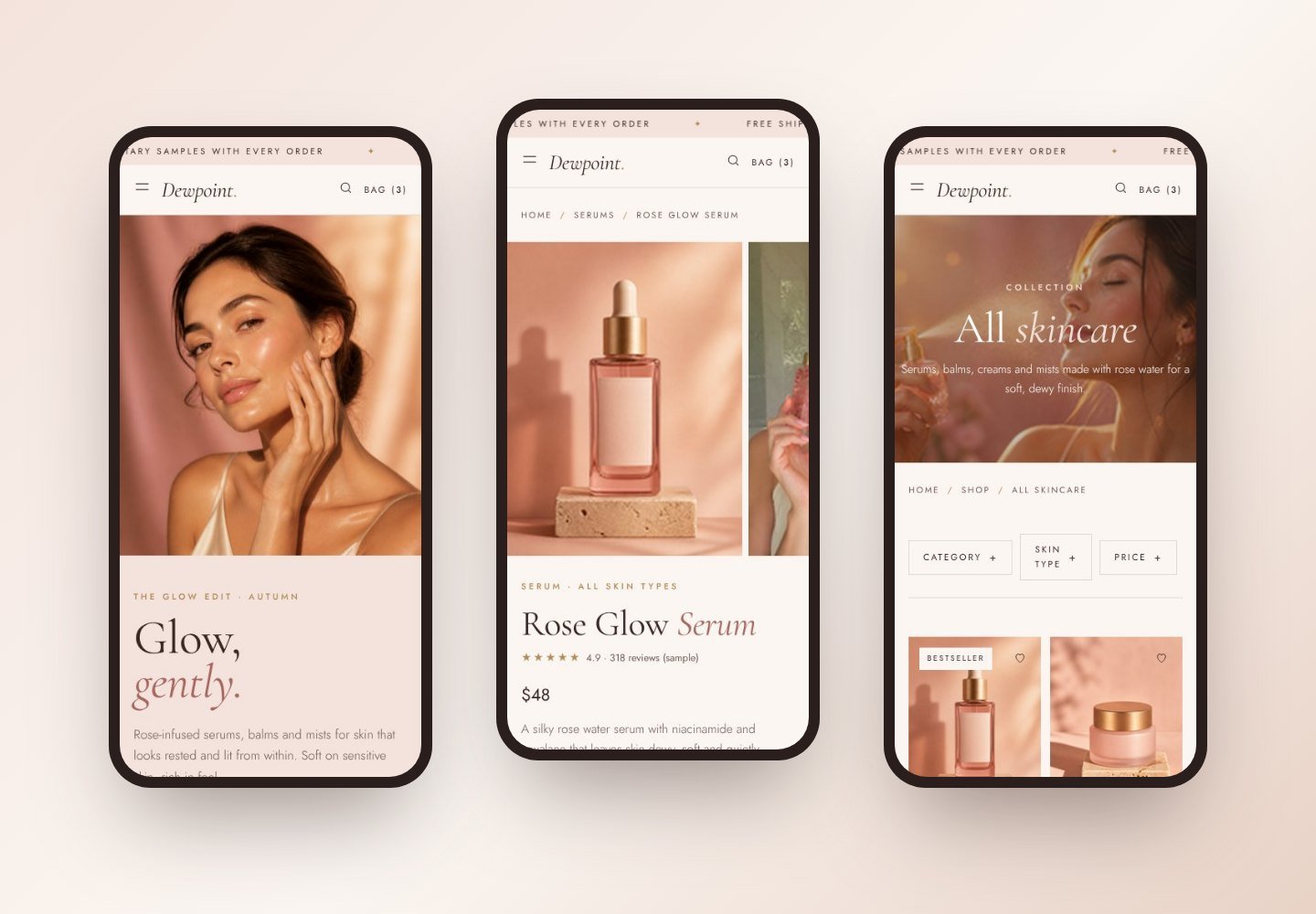 Dewpoint Shopify theme on mobile