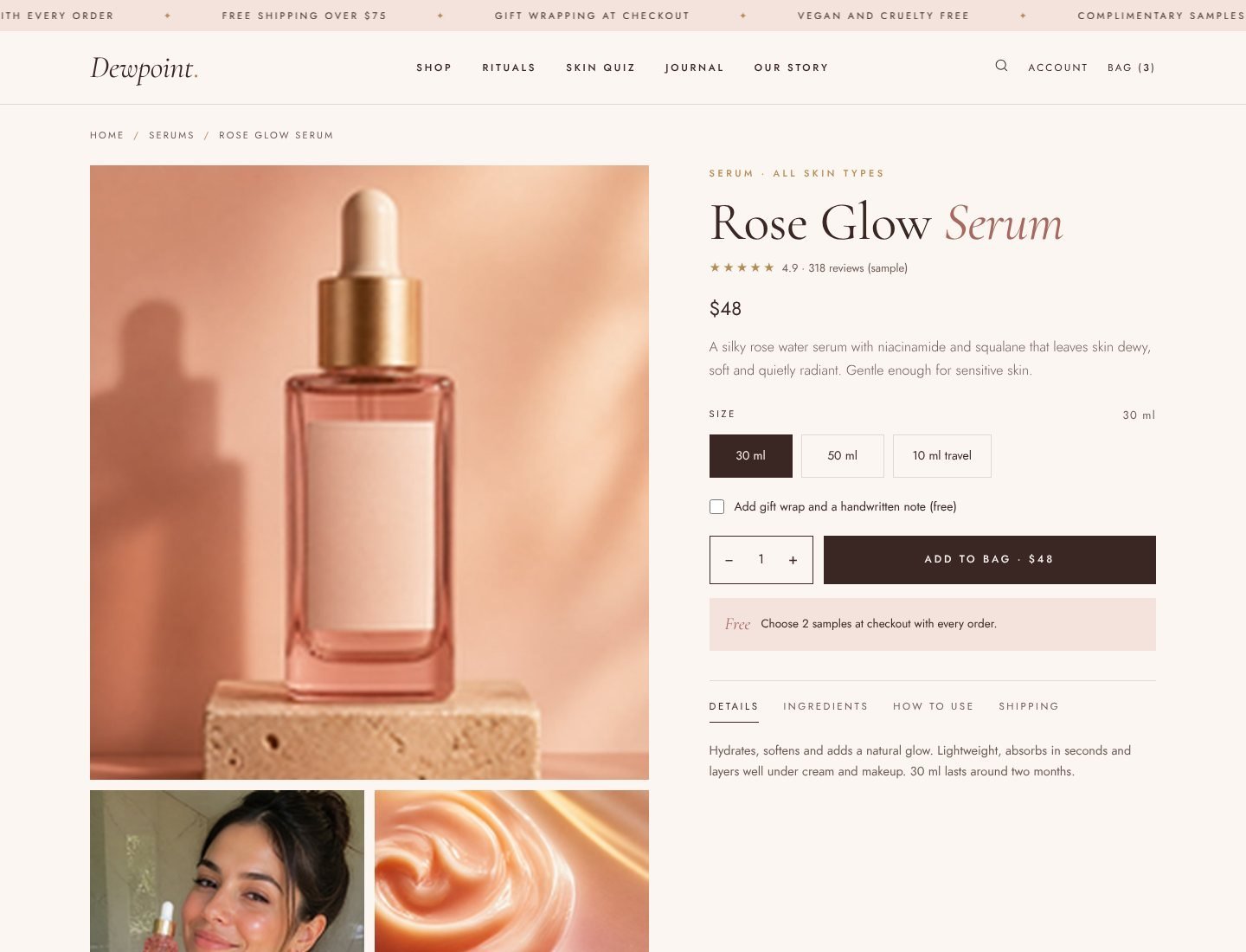 Dewpoint Shopify theme product page