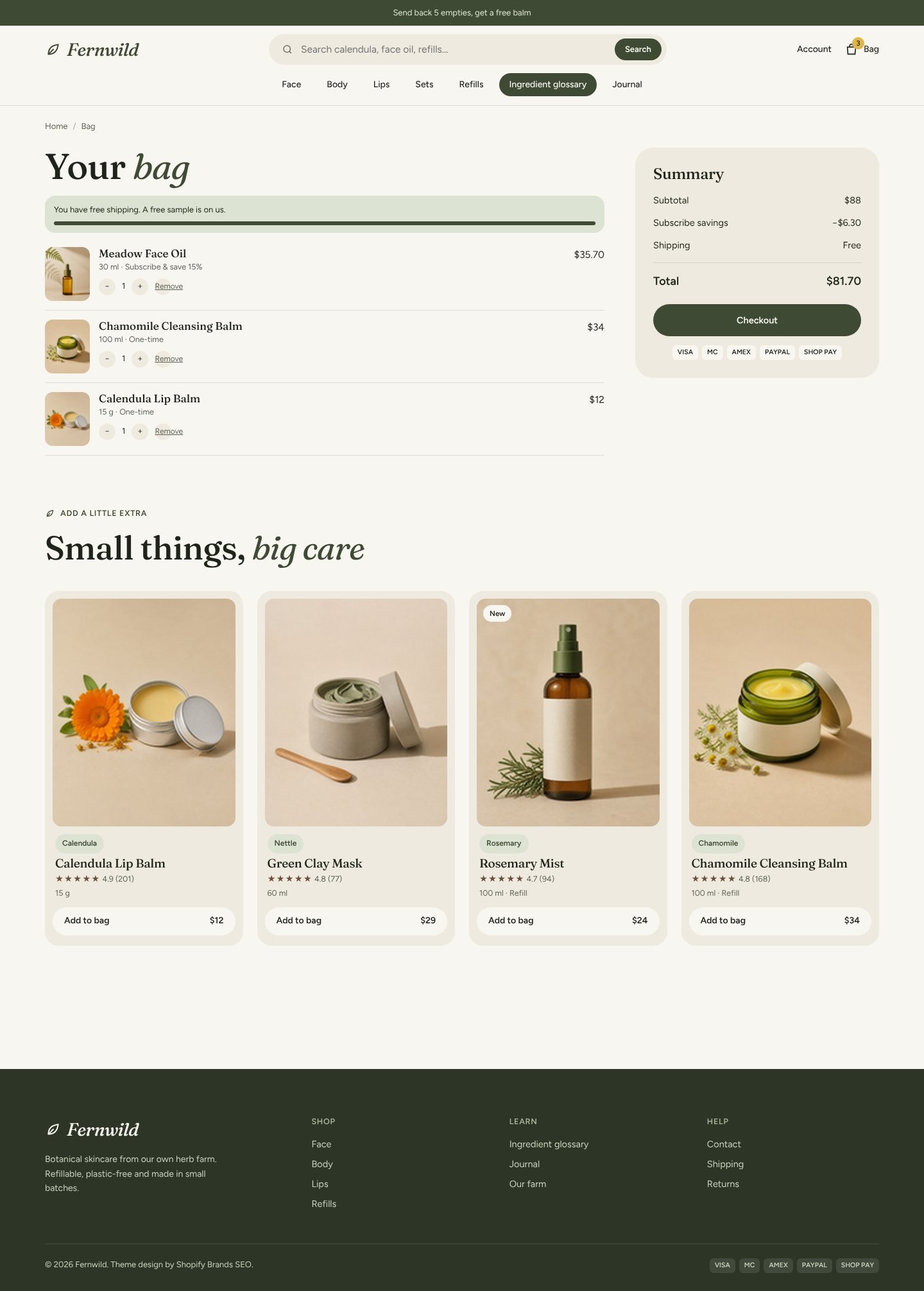 Fernwild cart page