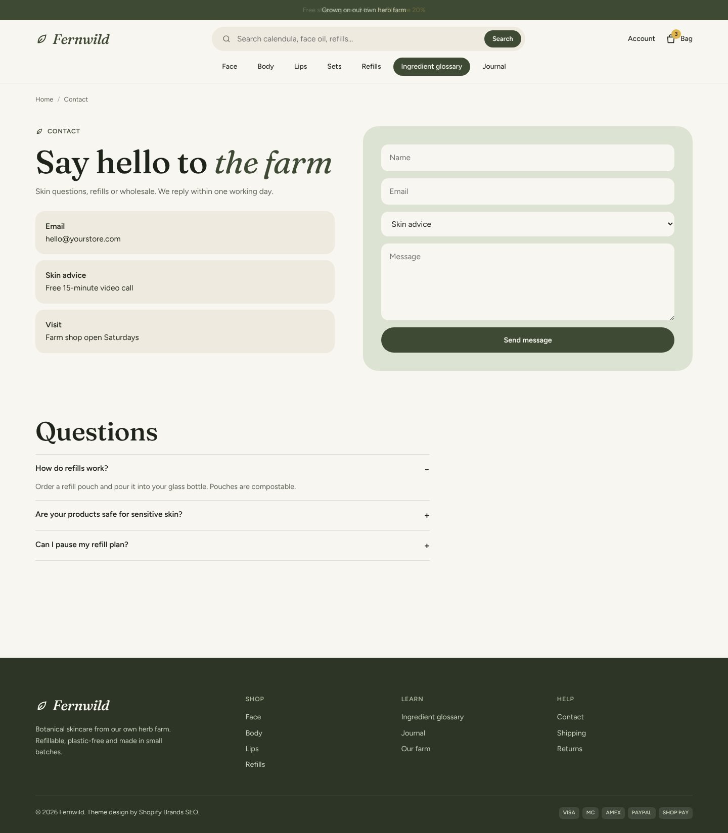 Fernwild contact page