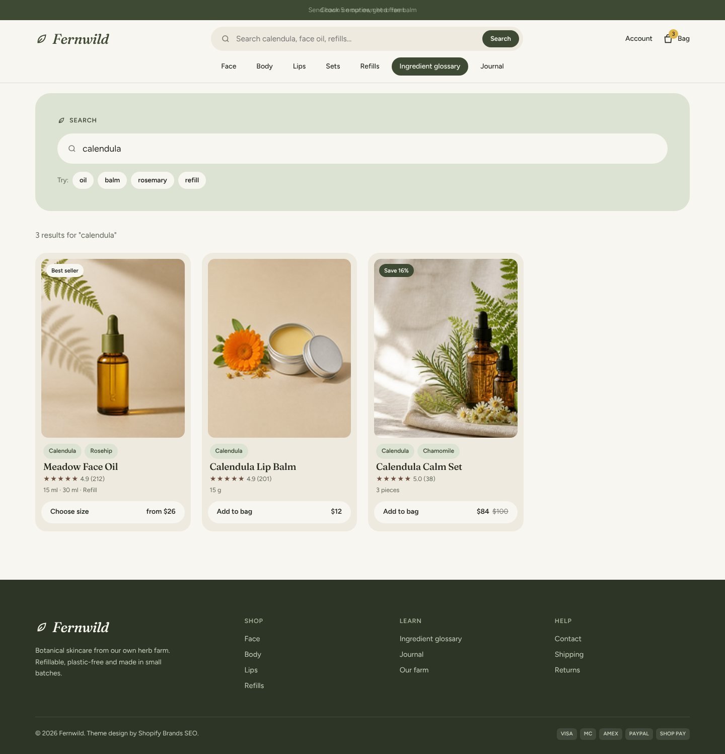 Fernwild search page