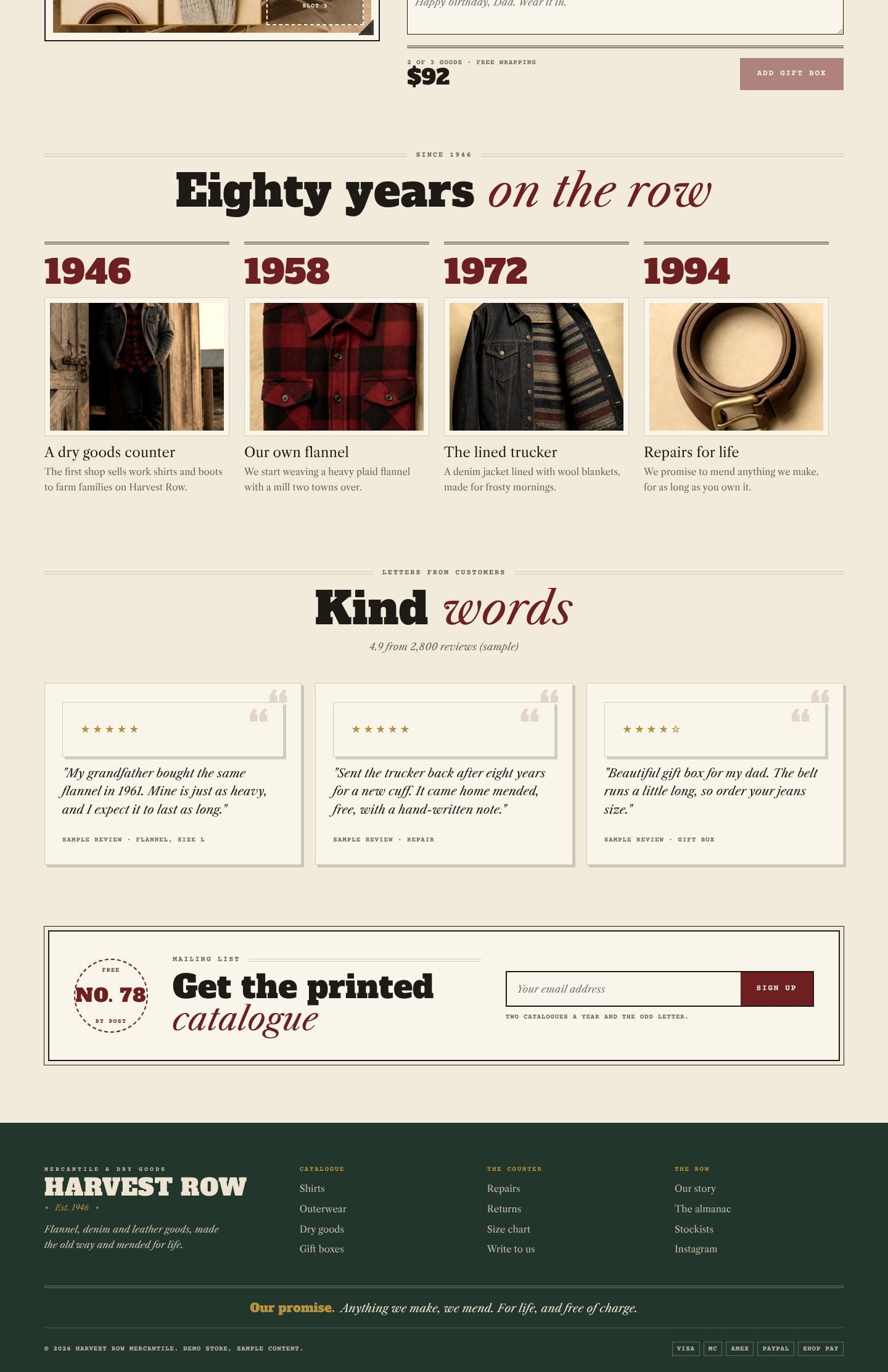 Harvest Row home page live preview part 3