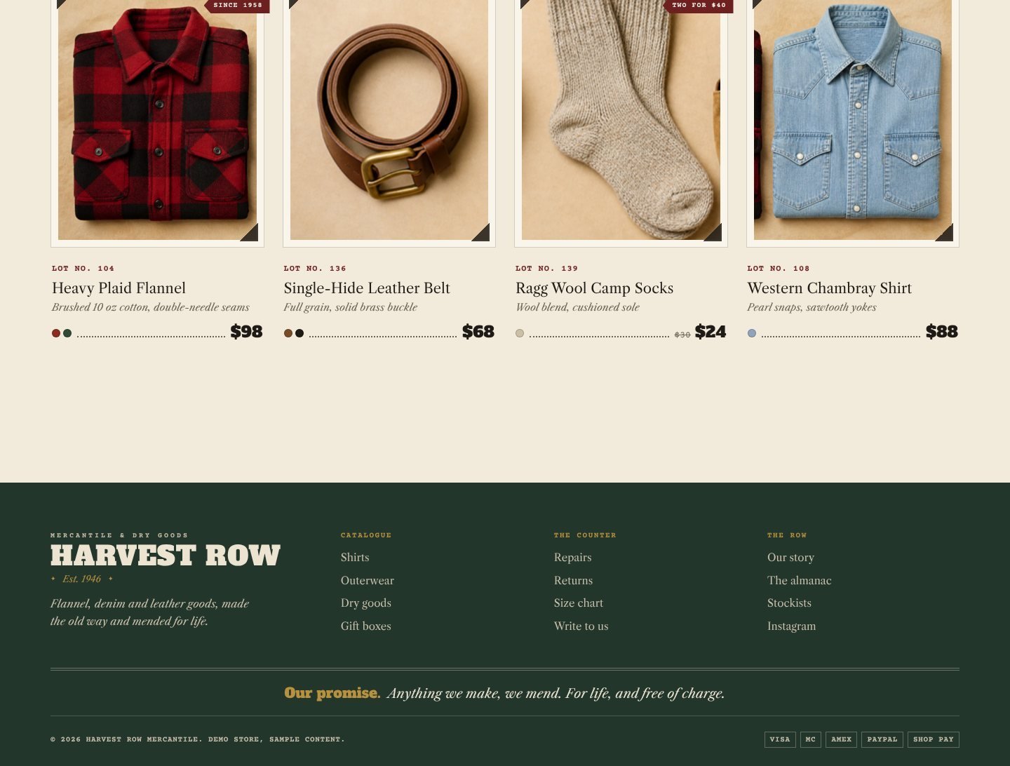 Harvest Row product page part 2