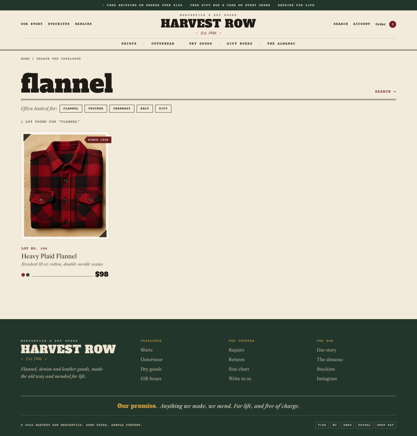Harvest Row search page
