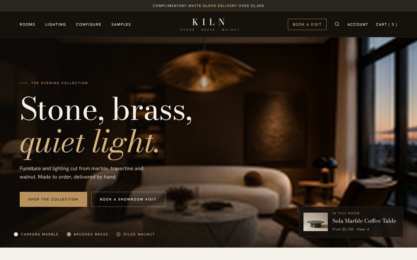 Kiln Shopify furniture theme home page