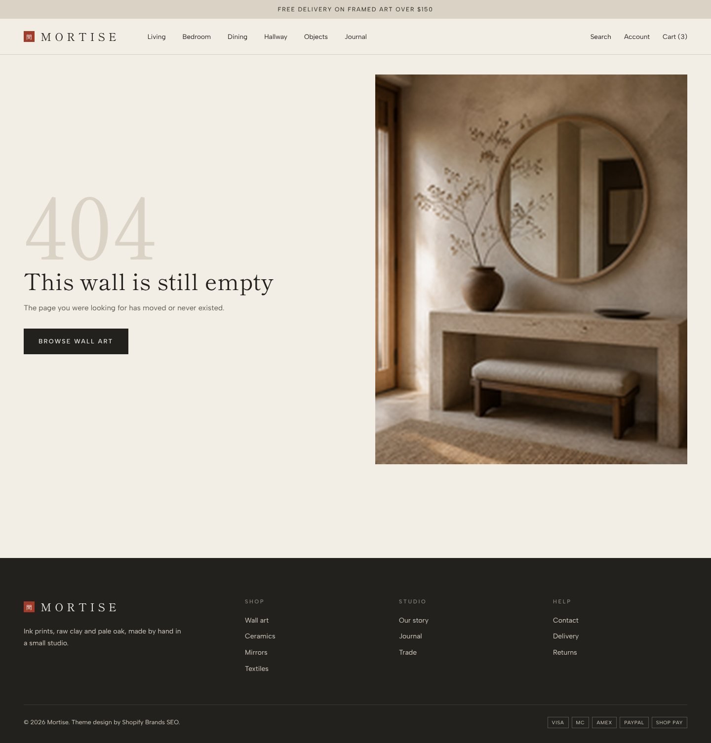 Mortise 404 page