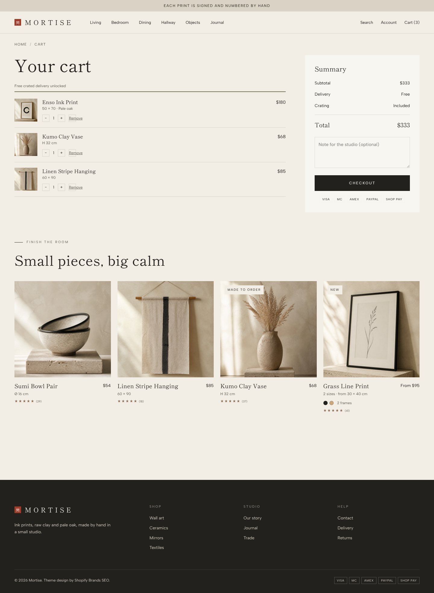 Mortise cart page