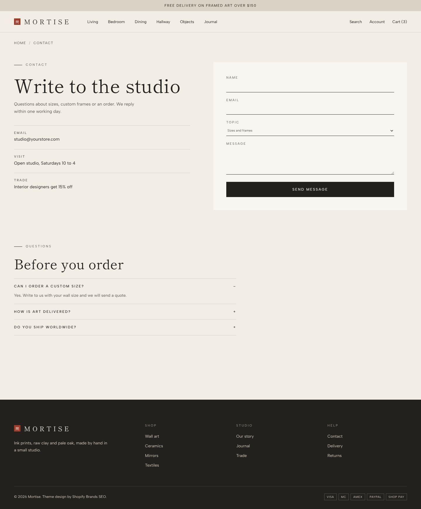 Mortise contact page