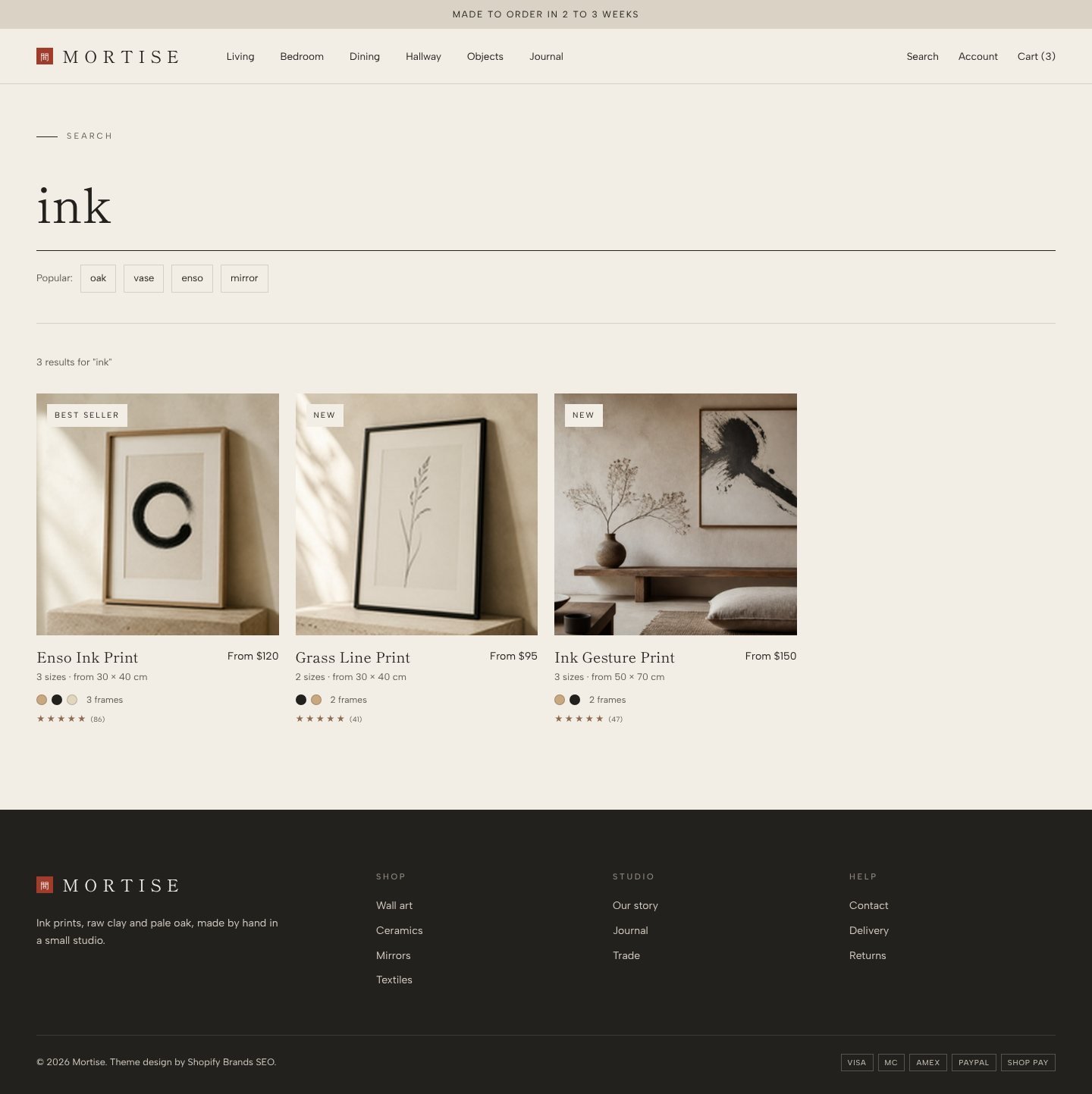 Mortise search page