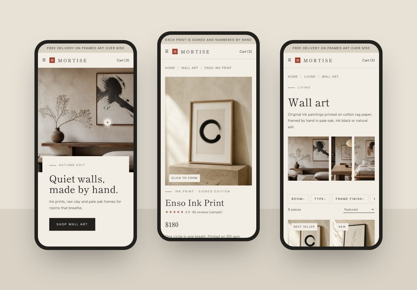 Mortise Shopify theme on mobile