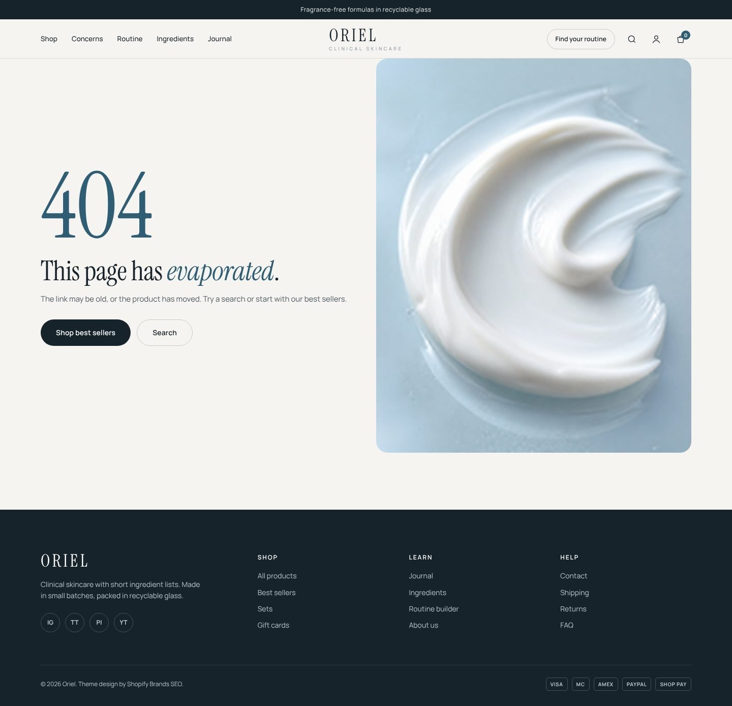 Oriel 404 page