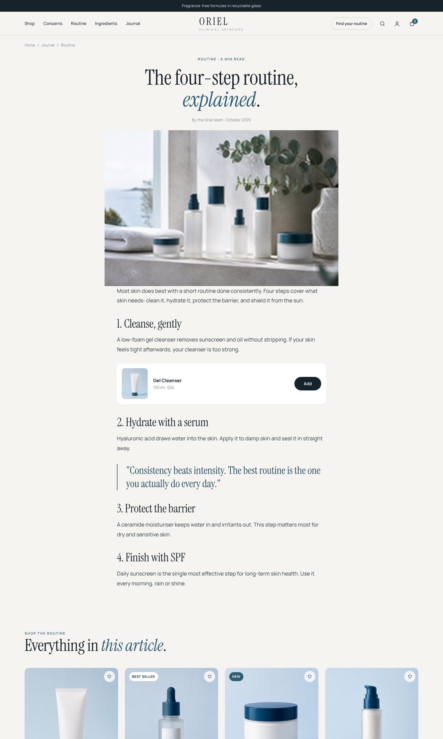 Oriel article page