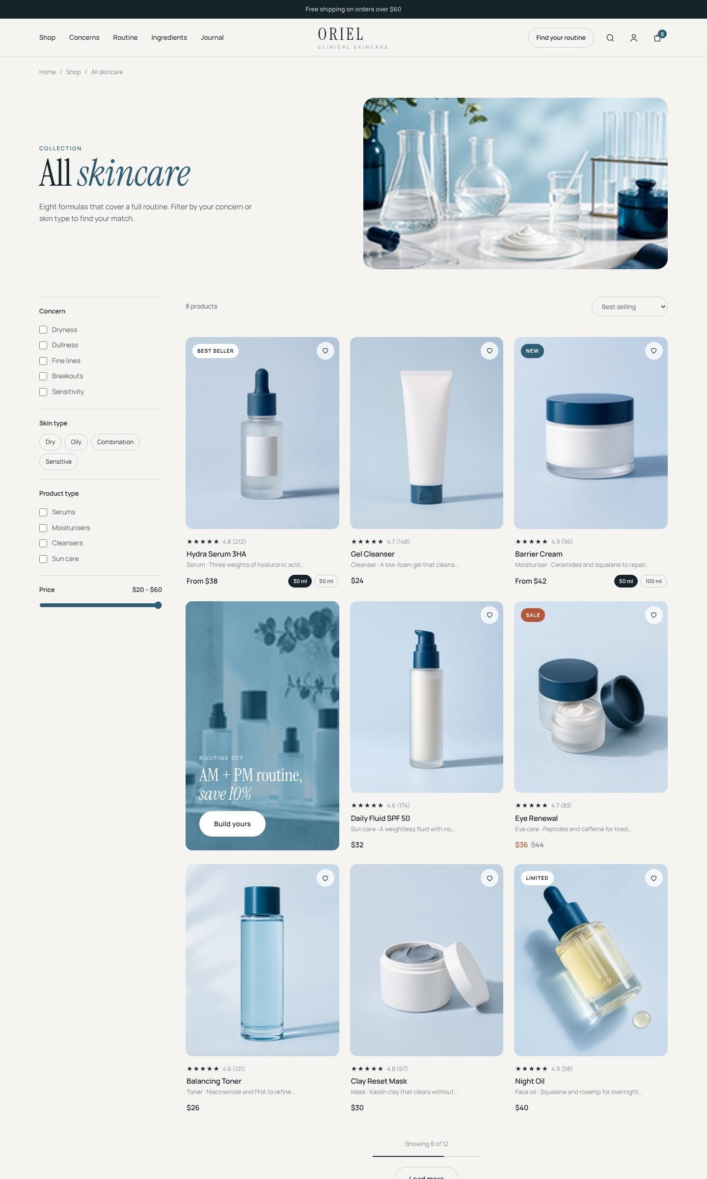 Oriel collection page