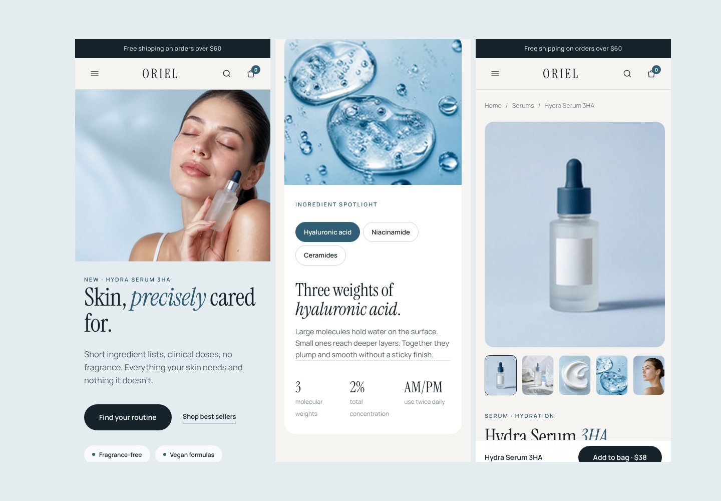 Oriel Shopify theme on mobile