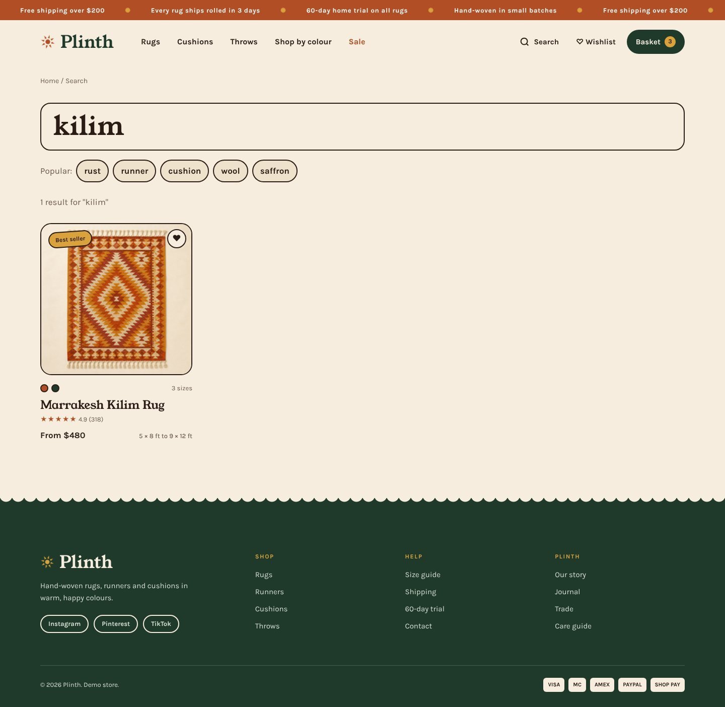 Plinth search page