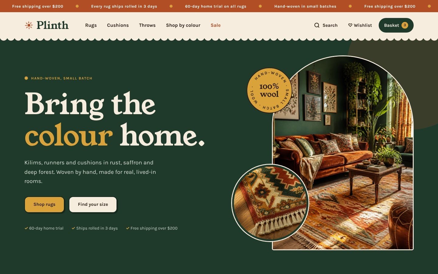 Plinth Shopify home decor theme home page