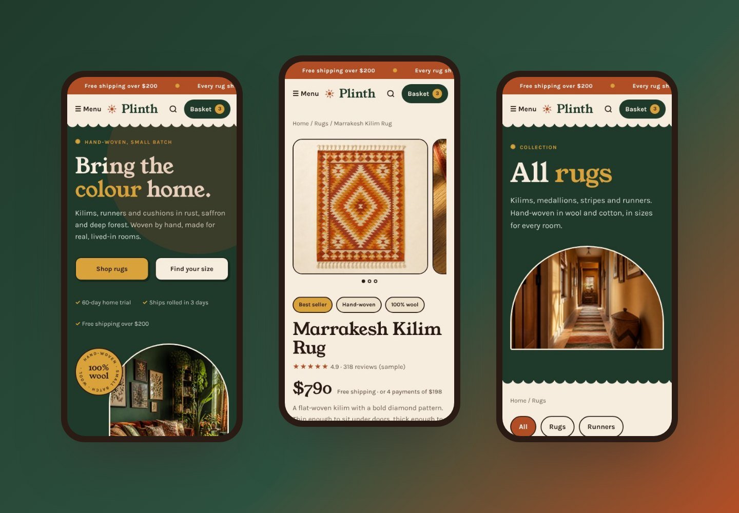 Plinth Shopify home decor theme on mobile