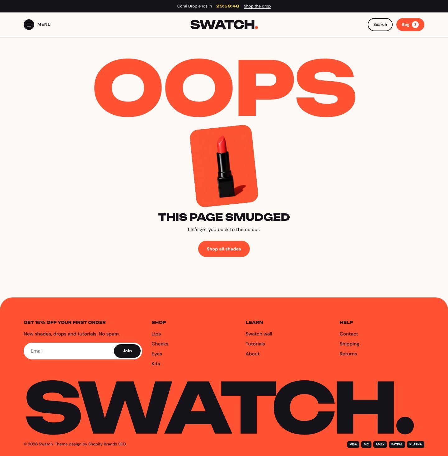 Swatch 404 page