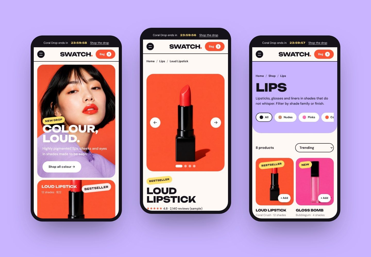 Swatch Shopify theme on mobile