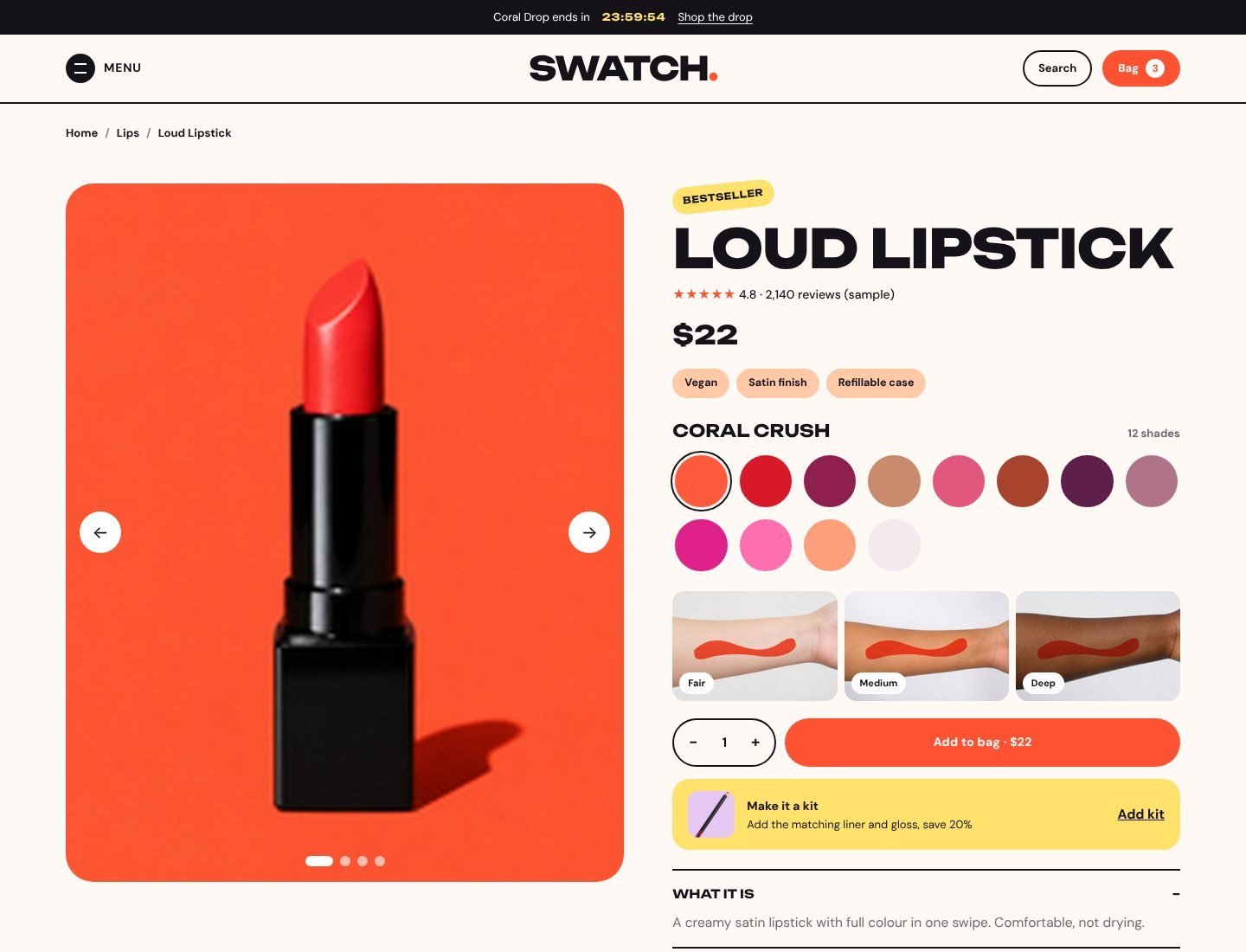 Swatch Shopify theme product page